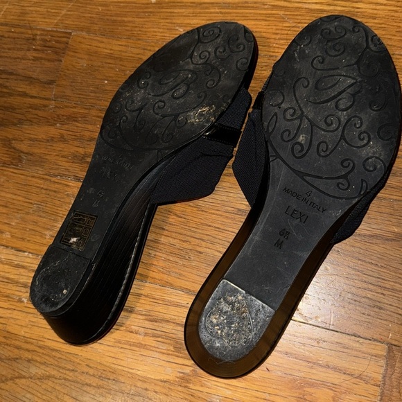 Brighton Lexi sandal sterling silver stripe kitten wedge heel slide flip flop - Picture 2 of 2